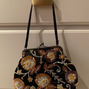 Santi Beaded satin Evening bag clutch purse